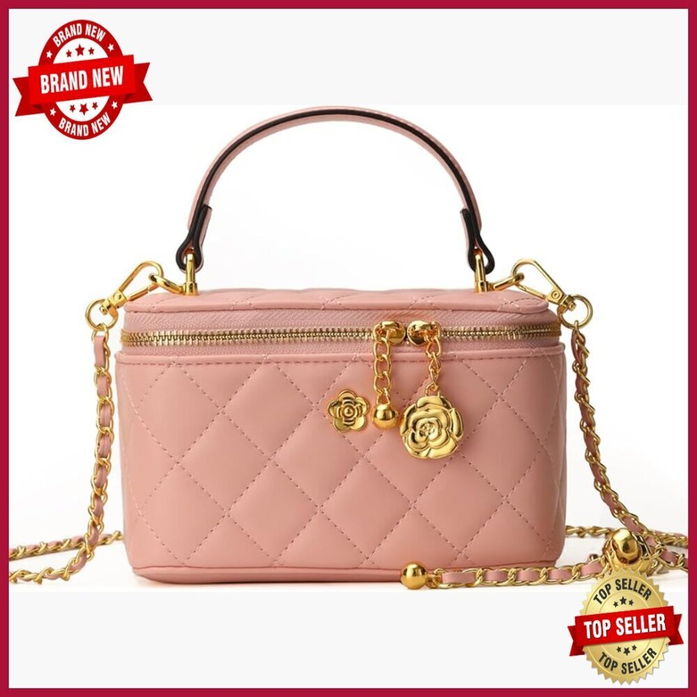 Small Quilted Square Box Crossbody Bag Satchel Purse Mini Top Handle Pouch
